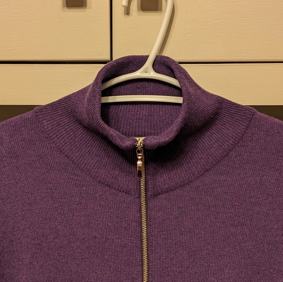 100% Cashmere Men's purple XXL 1/2 zip sweater John Laing made in Scotland - Picture 2 of 11
